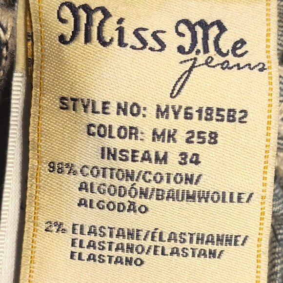 Miss Me Size 28 Mid-Rise Style:MY6185B2 Paisley Design - Picture 9 of 11